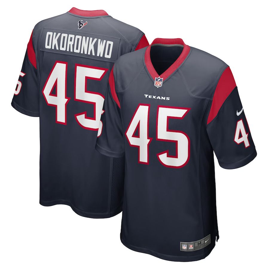 Men Houston Texans 45 Ogbonnia Okoronkwo Nike Navy Game Player NFL Jersey